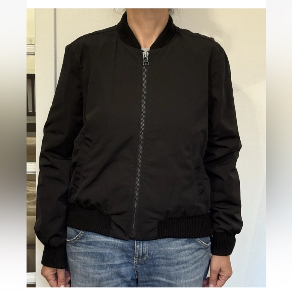 Madewell Women’s Small Black Bomber Retro Jacket Full Zip Side Zip